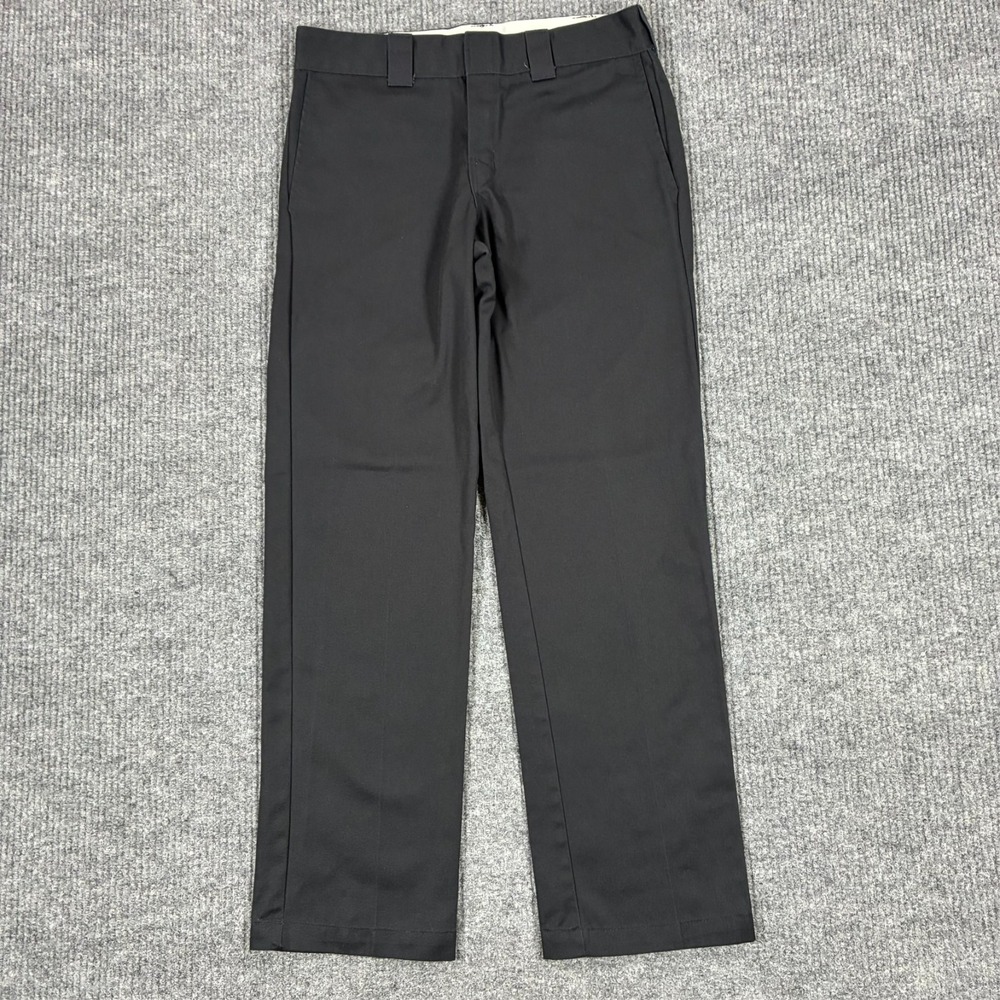 Dickies Slim Straight Work Pants Mens 32x32 Black Flex Uniform Chino Mid Rise